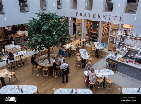 Paris, FRANCE, Aerial View, People inside Italian Food Court, Store and ...