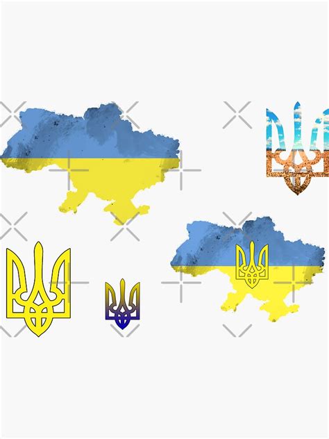 Ukraine Map Ukrainian Flag Trident Cute Sticker Pack Sticker By