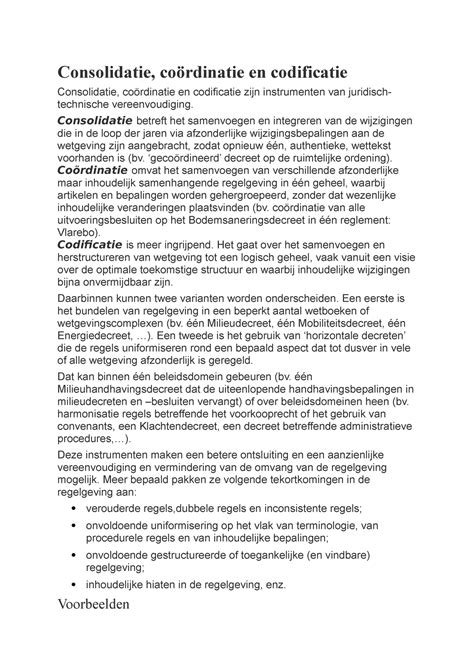 Consolidatie coördinatie codificatie Rechtsmethodologie I VUB