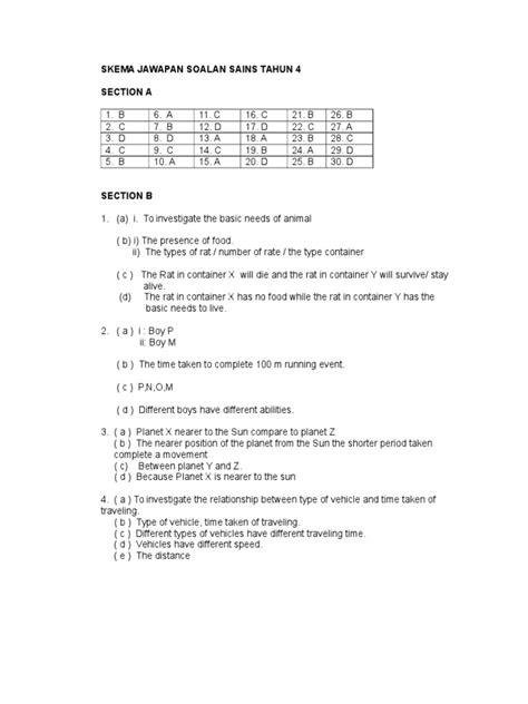 Pdf Skema Jawapan Sains Tahun Dokumen Tips