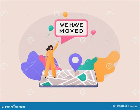 We Have Moved Concept People Announce Change Address Stock Vector