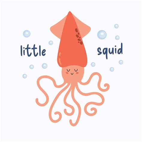 Premium Vector Cute Squid Vector Illustration Of A Funny Squid