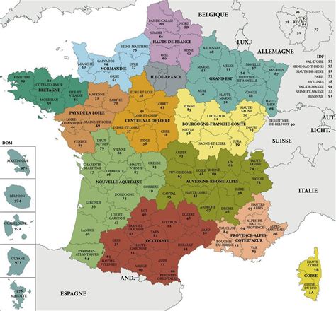 carte de la france ses departements voyage carte plan