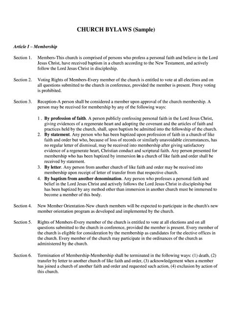 Church Bylaws Sample Fill Out Sign Online Dochub