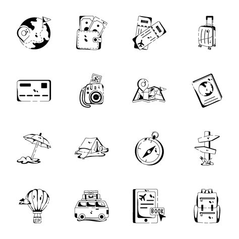 Pack Of Travel Glyph Icons Vector Art At Vecteezy