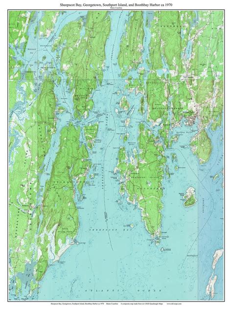 Sheepscot Bay 1970 Custom Usgs Old Topo Map Maine Old Maps