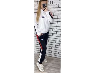 Спортивный костюм большого размера Fila (Фила) черно-белый купить