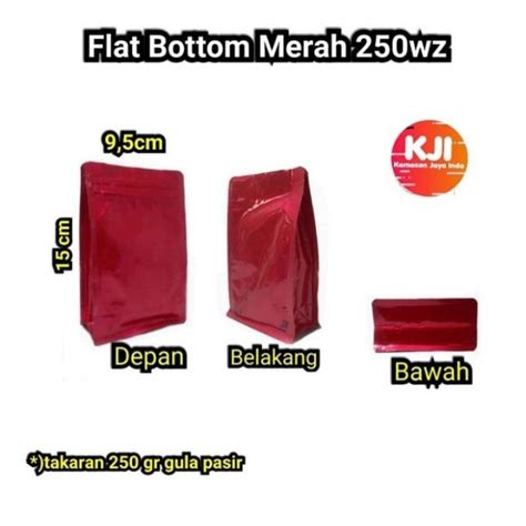 Jual Kemasan Flat Bottom Alufoil Merah Gram Zipper Kemasan Kopi