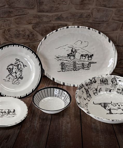 Ranch Life Western Dinnerware Set | Cowboy Dinnerware