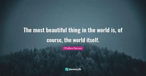 The Most Beautiful Thing In The World Is Of Course The World Itself