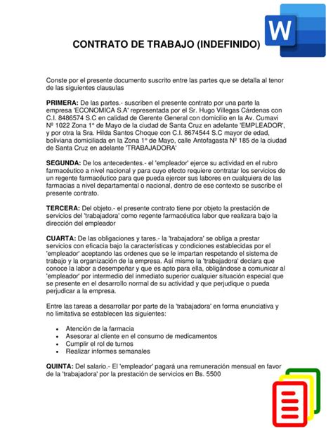 Modelo De Contrato De Trabajo