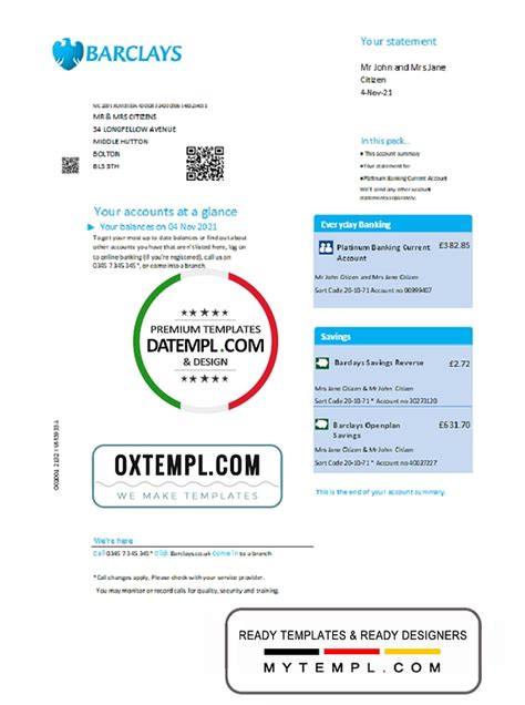 United Kingdom Barclays Bank Statement Template In Xls A Statement Template Bank