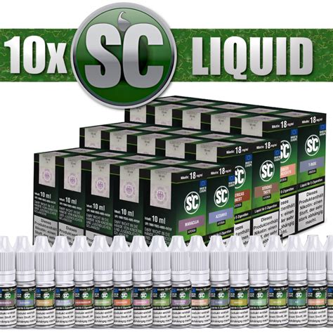 10x 10ml SC E Liquid Probierbox Tabak Frucht Menthol 48 90