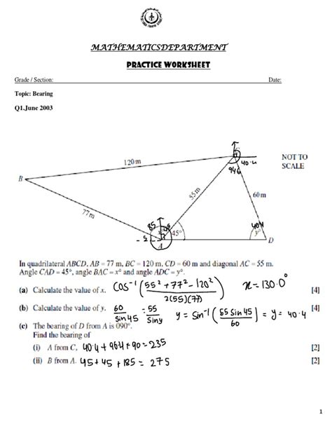 Bearing Worksheet Gr 9 Gcse Pdf