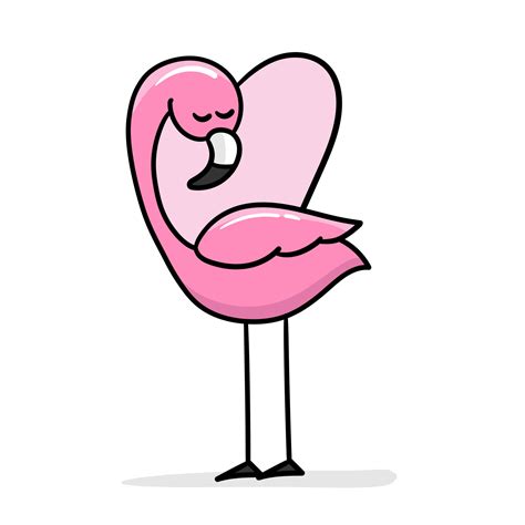 Cute Flamingo With Heart Shape Vector Illustration Summer Print