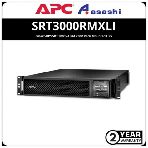 Apc Srt3000rmxli Smart Ups Srt 3000va Rm 230v Rack Mounted Ups Srt3000rmxli Asashi Technology