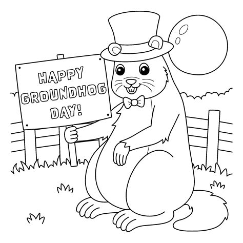 Happy Groundhog Day Image Coloring Page Free Printable Coloring Pages