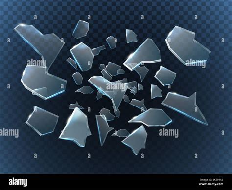 3d Realistic Vector Background Shards Of Broken Glass Flying In The