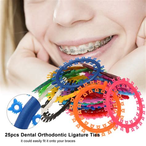 25pcs Dental Orthodontic Ligature Ties Teeth Orthodontic Ligature Ring Rubber Bands Dental