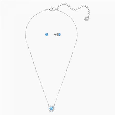 Swarovski Sparkling Danceround Set Blue Rhodium Plated Free Delivery