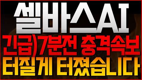 셀바스ai 주가전망 🚨필수시청🚨 방금전 충격속보🔥🔥🔥 주주님들 정말 제대로 큰 게 터졌습니다 인공지능 관련주