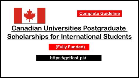 Canadian Universities Postgraduate Scholarships for International ...