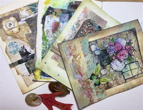 Jlcoct Collage Cards Pack Of Original Collaged Painted Mixed Media