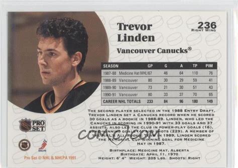 1991-92 Pro Set - [Base] #236 - Trevor Linden