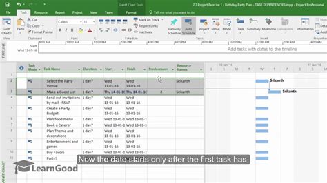 Microsoft Project 2016 What Are Task Dependencies 9 100 Youtube