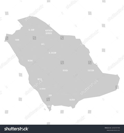 Saudi Arabia Political Map Administrative Divisions Stock Vector
