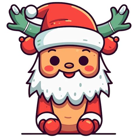 Ilustração em vetor bonito natal papai noel mascote Vetor Premium