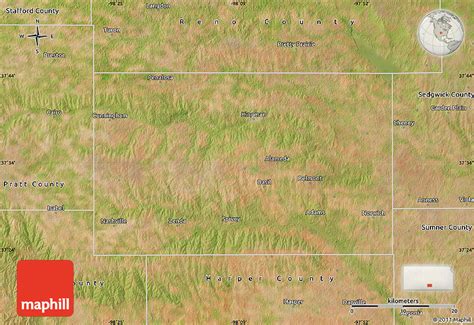 Satellite Map of Kingman County