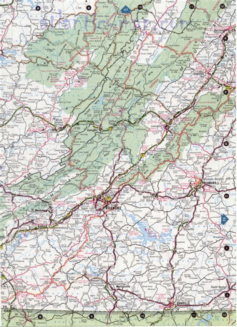 Southwest Virginia state highway map image. Detailed map of Southwest