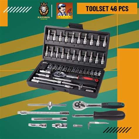 Jual TOOLBOX Socket Set Repair Tool 46 Pcs Kunci Shock Set Kunci L Set