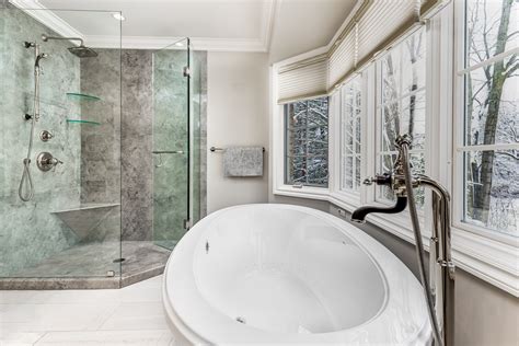 Custom Shower Design And Fabulous Freestanding Soaker Tub