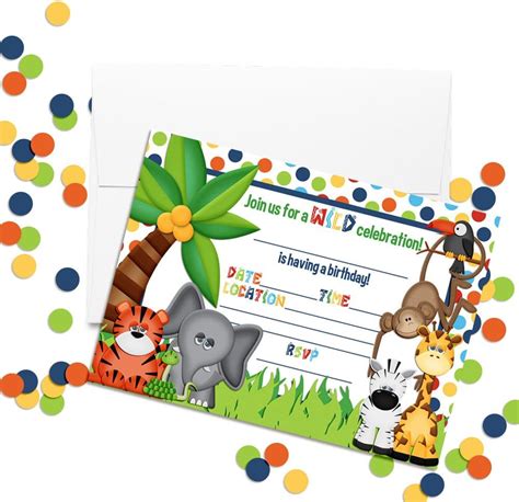 Buy Jungle Themed Birthday Party Fill In Invitations Fill In Cards