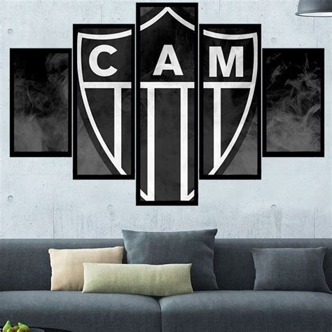 Quadro decorativo mosaico 5 peças Clube Atletico Mineiro Galão Maior de