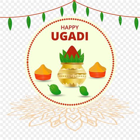 Ugadi Festival Vector PNG Images Happy Ugadi Greeting Realistic Design