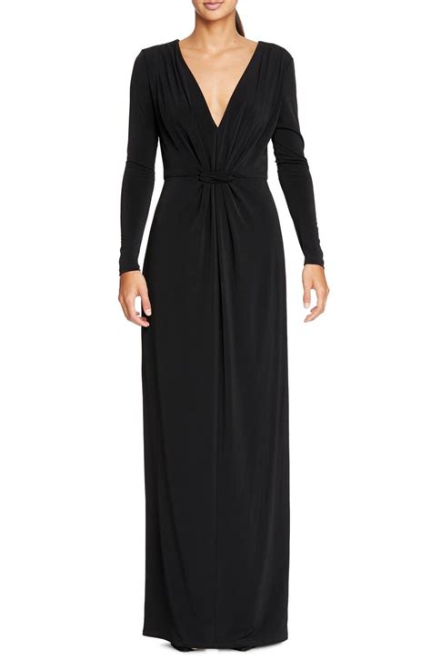 Halston Heritage Long Sleeve Ruched Jersey Gown Nordstrom