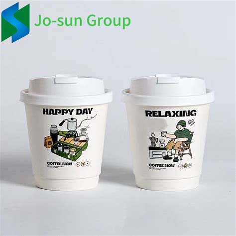 Jo Sun Disposable Biodegradable Double Wall Paper Cup With Cartoon