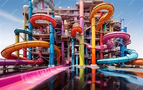 Premium AI Image | Beautiful water park with colorful water slides