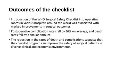 Surgical Safety Checklist Ppt