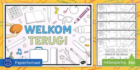 Welkom Terug By Die Skool Inkleuraktiwiteitsplakkaat Vir Alle Grade