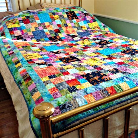 Twin Bed Quilt Batik Fabric Quilt Colorful Bedding Bright