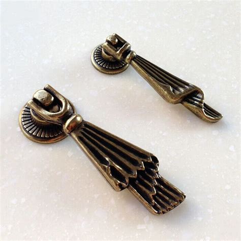 Antique Brass Dresser Drawer Pull Handles Knob Metal Drop Pull Etsy