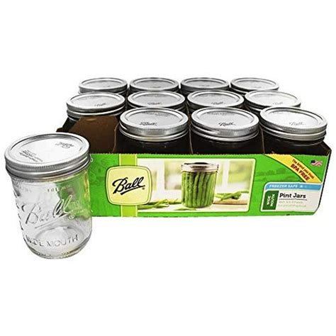 Ball Glass Mason Jars With Lids And Bands Wide Mouth Clear 16 Oz 12