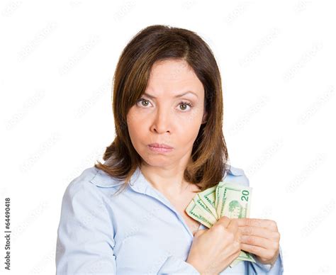 Greedy Woman Possessive About Her Money Cash Stock Photo Adobe Stock