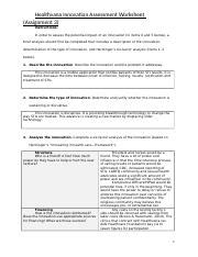 C A Healthvana Innovation Assessment Worksheet Docx Healthvana