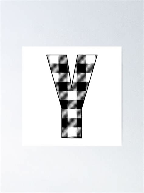 Letter Y Monogram Black And White Buffalo Plaid Check Poster For Sale