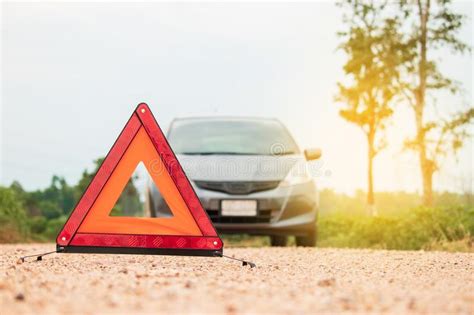 Warning Sign in Front of the Car is Waiting To Be Repaired. Stock Image ...